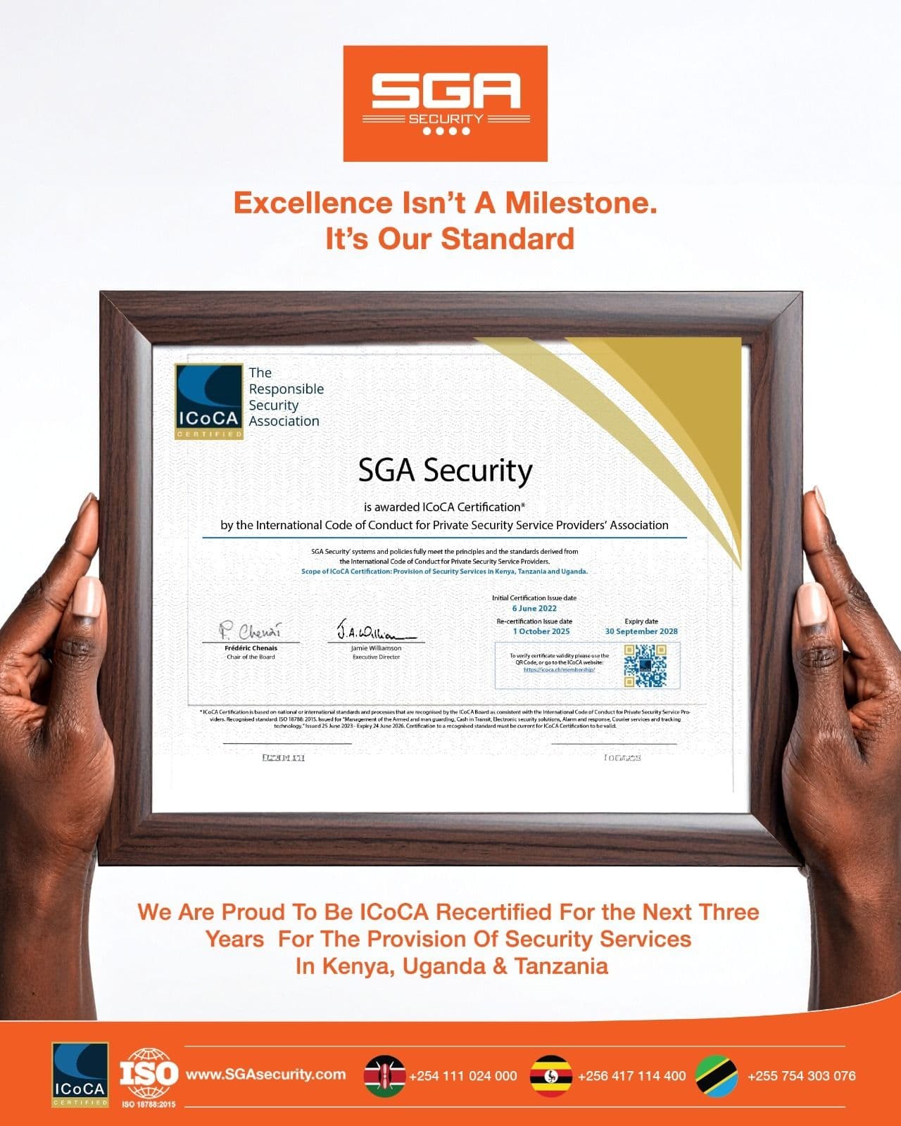 Sga Security Secures Icoca Recertification Reinforcing Its Commitment To Responsible Security Practices