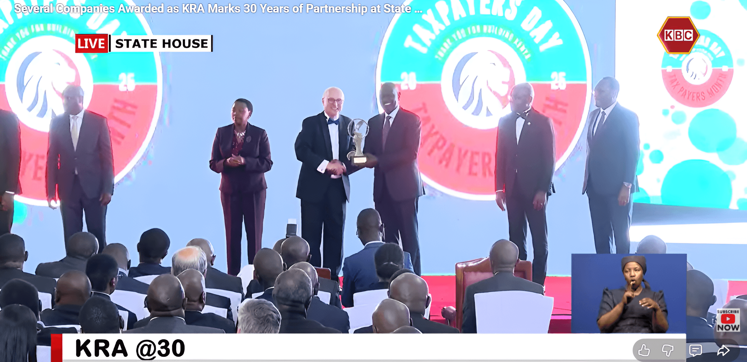 SGA Kenya Limited was awarded by the President at the Taxpayers Award Day 2025.